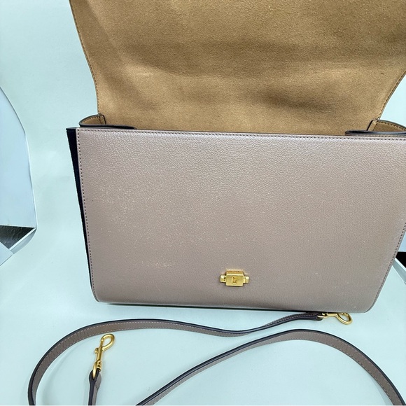 Tory Burch Juliette taupe gold Leather satchel crossbody bag - Picture 6 of 11